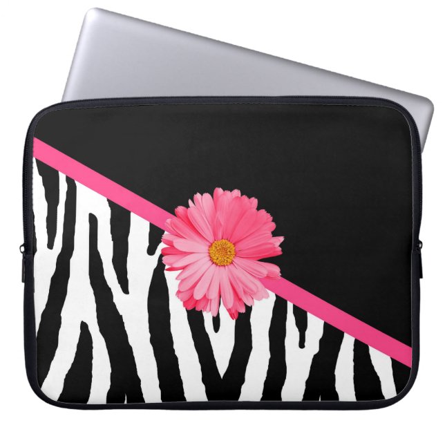 Capa Para Notebook Zebra Pattern Girly Pink Daisy (Frente)