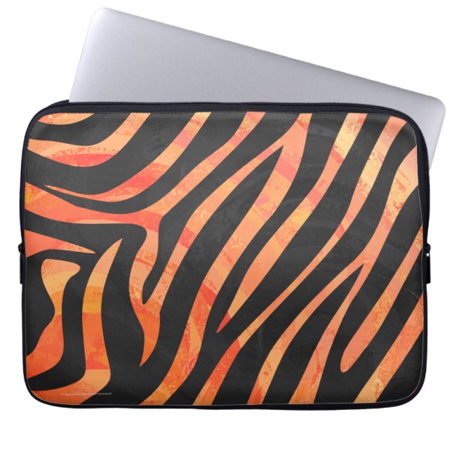 Capa Para Notebook Zebra Preto e Laranja Impresso (Frente)