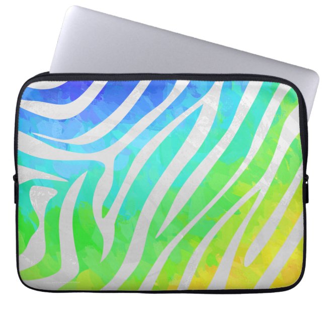 Capa Para Notebook Zebra Rainbow e White Impressão (Frente)