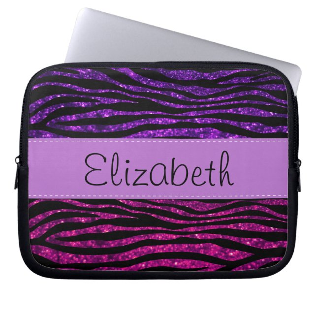 Capa Para Notebook Zebra rosa, Zebra roxa, Zebra brilhante, Zebra bri (Frente)