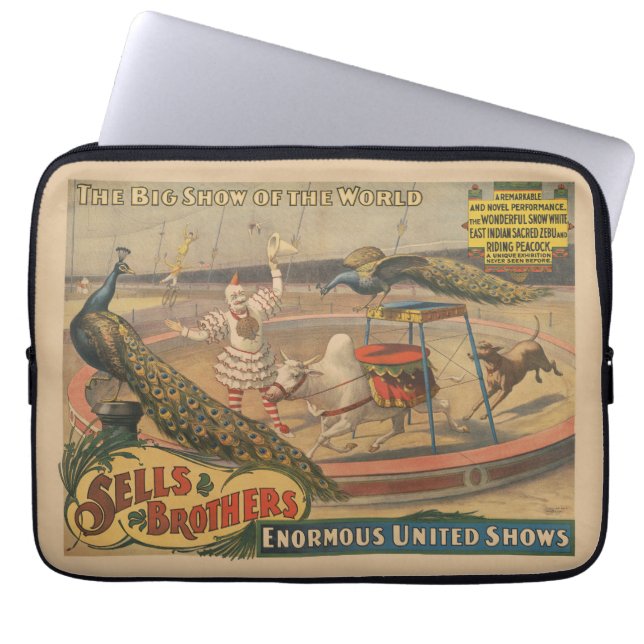 Capa Para Notebook Zebu E Pavão Com Treinador De Palhaços (Frente)