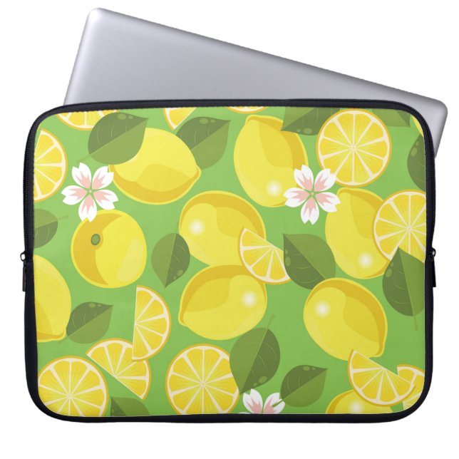 Capa Para Notebook Zesty Lemon: Citrus Pattern Delight (Frente)