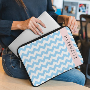 Capa Para Notebook Zigzag Azul, Chevron Azul, Padrão De Onda, Seu Nom