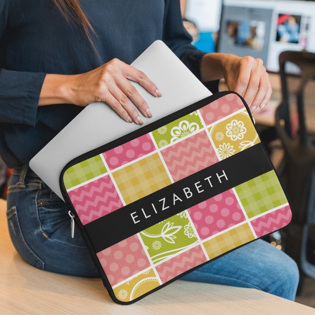 Capa Para Notebook Zigzag, Chevron, Bolinhas, Gingham, Seu Nome (Criador carregado)