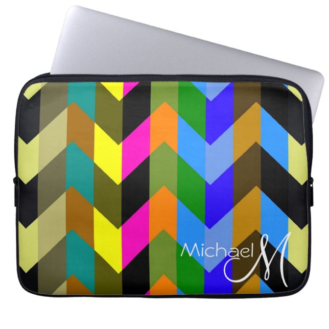 Capa Para Notebook Zigzag Chevron Tendência Monograma Personalizado 6 (Frente)