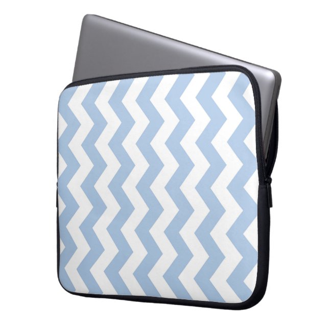 Capa Para Notebook Zigzag claro azul e branco (Frente Esquerda)
