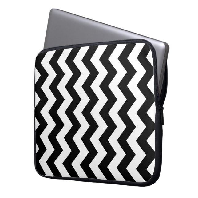 Capa Para Notebook Zigzag preto e branco (Frente Esquerda)