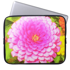 Capa Para Notebook Zinnia rosa redonda bonito no Jardim de Verão