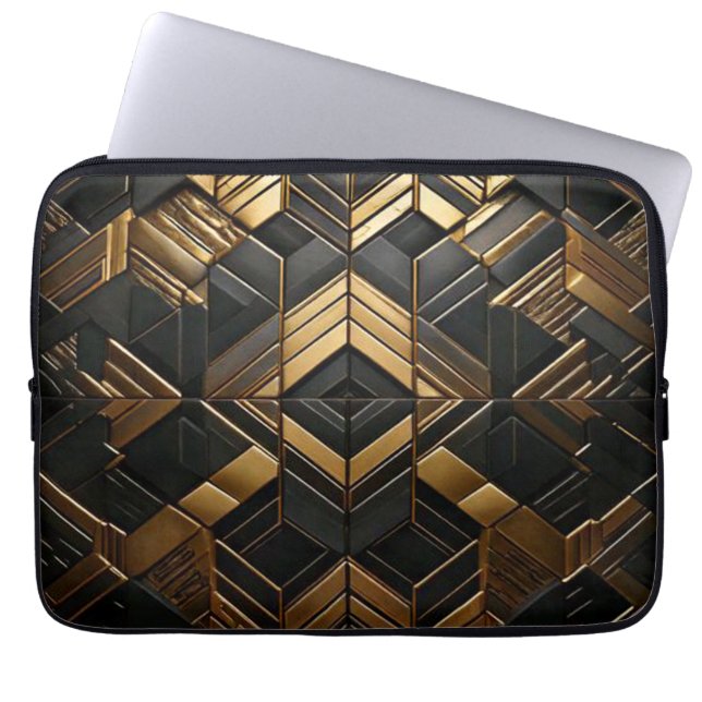 Capa Para Notebook Zwart Goud Retro Laptop Sleeve (Frente)
