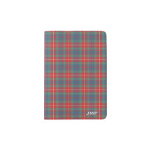 Clan Fraser Light Blue e Coral Tartan Monograma