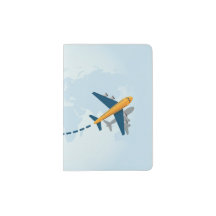 cobrir de passaporte azul com mapa mundial