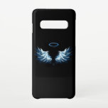 Capa Para Samsung Galaxy Asas Anjos Azuis Brilhantes em fundo preto<br><div class="desc">Asas claras, artísticas, de anjo azul sobre fundo preto. Asas de anjo.</div>