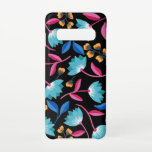Capa Para Samsung Galaxy Azul-cor-de-rosa Abstrato Floral<br><div class="desc">Abstrato Pintado Floral a preto</div>
