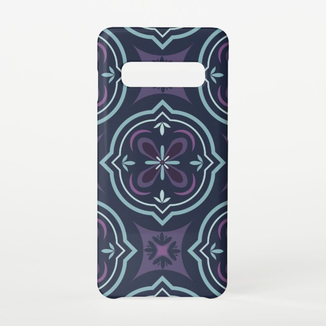 Capa Para Samsung Galaxy blueish floral tiling pattern (Verso)