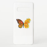 Capa Para Samsung Galaxy Borboleta Flor com Papagaio Amarelo da Califórnia<br><div class="desc">Borboleta de monarca laranja com asa decorada com papoila amarela e vibrante da Califórnia em fundo branco.</div>