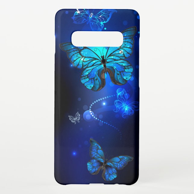 Capa Para Samsung Galaxy Borboleta Morpho no Fundo Escuro (Verso)