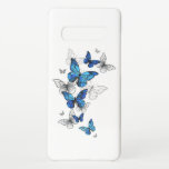 Capa Para Samsung Galaxy Borboletas Azuis Morpho<br><div class="desc">Borboletas azuis voadoras morfo e borboletas brancas em um fundo de abstrato leve. Morpho. Design com borboletas azuis morpho.</div>