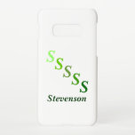 Capa Para Samsung Galaxy Capa de telefone - Letras Verdes e Nome<br><div class="desc">O nome aparece em verde escuro. Inicial está em cinco tons de verde,  da luz à escuridão,  frouxos,  de cima a baixo. Personalize a mudança para seu Sobrenome (apelido) e inicial (monograma). A cor de fundo pode ser alterada (vazio padrão). ***Parte do conjunto coordenado - bkmGF1a.</div>