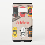 Capa Para Samsung Galaxy Carros de Corrida com Marcas de Pneus Personalizad<br><div class="desc">Carros Race legal design com Marcas de Pneus,  Personalizados com nome em fonte angustiada.</div>