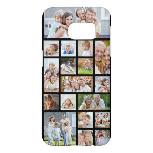 Capa Samsung Galaxy S7 Colagem de Fotos 18 Fotos Cor Preta Personalizada