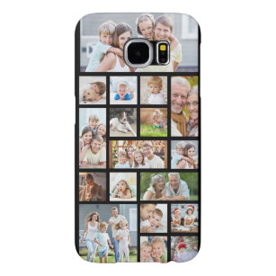 Capa Para Samsung Galaxy S6 Colagem de Fotos 18 Fotos Cor Preta Personalizada