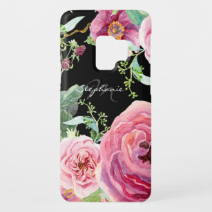 Capa Para Samsung Galaxy S9 Case-Mate Cor Floral Moderna das Molas Negras e Rosa
