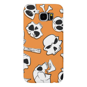 Capa Para Samsung Galaxy S6 Halloween Skulls Bones Doodle Patterno