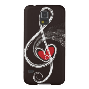 Capa Para Galaxy S5 MIM preto vermelho do coração do Clef de triplo da