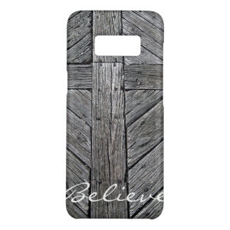 Capa Case-Mate Samsung Galaxy S8 Monograma de madeira rústico transversal cristão