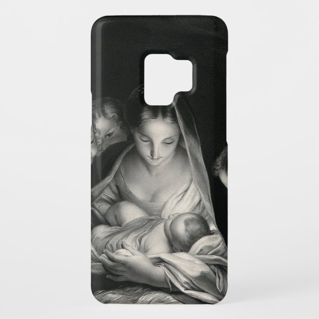 Capa Para Samsung Galaxy, Case-Mate Natividade Bebê Jesus Virgem Maria Anjos Preto Bra (Verso)