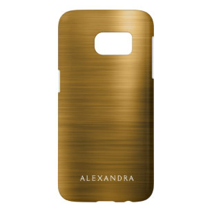 Capa Samsung Galaxy S7 Nome do Monograma Metálico de Folha de Ouro Luxo