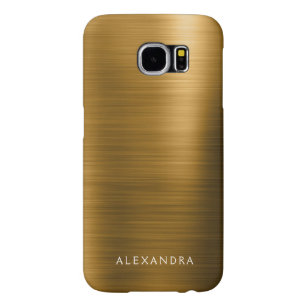 Capa Para Samsung Galaxy S6 Nome do Monograma Metálico de Folha de Ouro Luxo