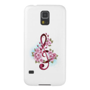 Capa Para Galaxy S5 Notas de clave de trecho musical com flores de Sak