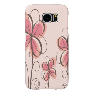 Capa Para Samsung Galaxy S6 Rosa & design das flores do Doodle de Brown