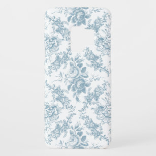 Capa Para Samsung Galaxy S9 Case-Mate Torno Floral Branco e Azul gravado Elegante