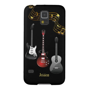 Capa Para Galaxy S5 Três guitarra e notas da música, nome
