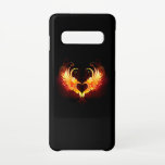 Capa Para Samsung Galaxy Coração do Anjo Fogo com Asas<br><div class="desc">Coração de anjo com asas flamejantes em fundo preto.</div>