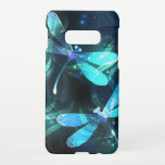 Capa Para Samsung Galaxy Dragonflies de lago<br><div class="desc">Duas libélulas transparentes,  luminosas,  turquesas,  desenhadas artisticamente sobre fundo noturno,  com algas e vagalumes luminescentes do lago. Dragonfly brilhante.</div>