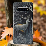 Capa Para Samsung Galaxy Elk In The Midnight Woods<br><div class="desc">Design monocromático de um alce na floresta à meia-noite.</div>