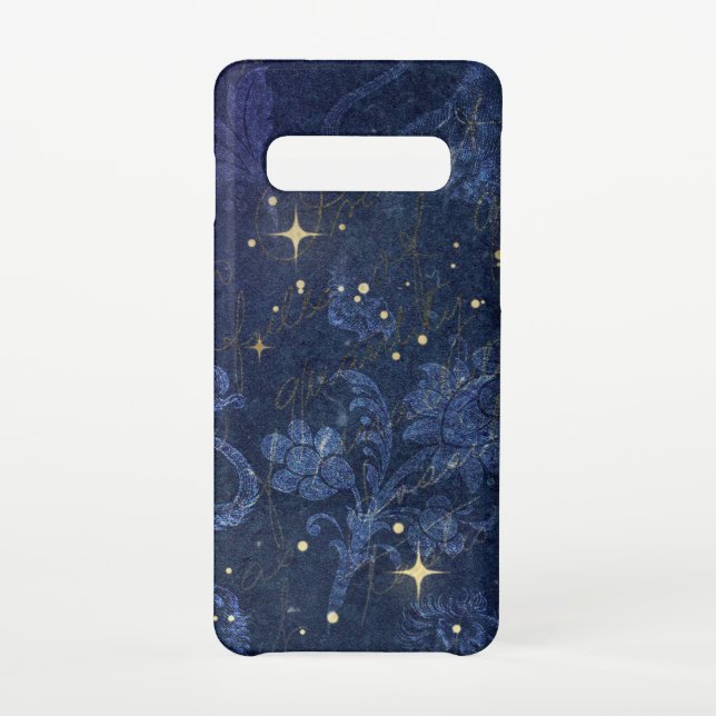 Capa Para Samsung Galaxy Estrelas de ouro celestiais texto em ouro floral a (Verso)