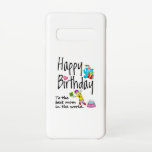 Capa Para Samsung Galaxy Feliz aniversário para a melhor mãe do mundo<br><div class="desc">Feliz aniversário para as melhores mamães do mundo. Design de aniversário engraçado e fofo com um lindo ursinho de pelúcia segurando um presente e um lápis engraçado escrevendo os desejos de aniversário. Uma combinação perfeita para roupas.</div>