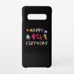 Capa Para Samsung Galaxy Feliz quarto aniversário. 4 anos por dia.<br><div class="desc">Feliz quarto aniversário. Design de aniversário engraçado e fofo com um lindo ursinho de pelúcia segurando um presente e um lápis engraçado escrevendo os desejos de aniversário. Uma combinação perfeita para roupas,  camisas e acessórios.</div>