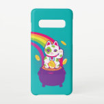 Capa Para Samsung Galaxy Gato Sortudo Maneki Neko Pote de Boa Sorte Dourado<br><div class="desc">Desejo aos seus entes queridos "Boa Sorte" com esta máscara de amor de gato kawaii. Esta ilustração de Kaz Foxsen mostra um mashup do popular maneki neko gato japonês com símbolos ocidentais de boa sorte, incluindo 7 trevos de quatro folhas, um pote de ouro no final de um arco-íris, uma...</div>