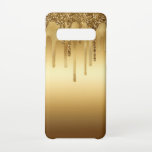 Capa Para Samsung Galaxy Implantando Dourados Acentos de Brilho de Tinta co<br><div class="desc">Se você é um amante da expressão artística,  especialmente uma que é espontânea,  abstrato e não tem explicação,  este design elegante e impressionante certamente vai agradar a você. A cor do ouro é o protagonista dessa arte em que a tinta pinga de cima.</div>