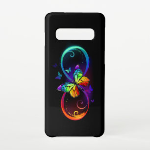 Capa Para Samsung Galaxy Infinidade vibrante com borboleta arco-íris a pret