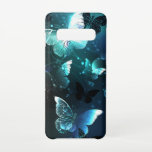 Capa Para Samsung Galaxy Mint Night Butterflies<br><div class="desc">Noite de manhã borboletas brilhantes sobre fundo abstrato preto.</div>