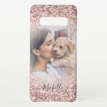 Capa Para Samsung Galaxy Monograma de Fotografia do Sparkle com brilho Dour<br><div class="desc">Este é um legal modelo de foto que consiste em um gradiente de brilho rosa dourado sobre sua foto favorita e fácil de editar a tipografia.</div>