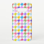 Capa Para Samsung Galaxy Múltiplas cores Houndstooth Padrão Branco<br><div class="desc">Design de padrão de superfície do estilo Houndstooth em uma combinação clara de cores em um fundo branco.</div>