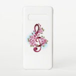 Capa Para Samsung Galaxy Notas de clave de trecho musical com flores de Sak<br><div class="desc">Uma clave cor-de-rosa com flores de cereja japonesa,  delicadas e detalhadas,  contra fundo branco pintado com tinta azul clara. Sakura cor-de-rosa.</div>