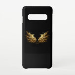 Capa Para Samsung Galaxy Ouro Angel Wings sobre fundo preto<br><div class="desc">Asas brilhantes e ouros anjos sobre fundo escuro. Asas de ouro.</div>
